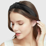MAYCREATE Black and Dark Blue 2 Pcs Knot Bow Buckle Up Hairband for Girls and for Women,Solid Color Fashion Headbands Non slip Hair Accessories