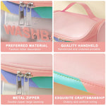 MAYCREATE Travel Cosmetic Bag for Women with Dual Zipper and Mesh Pouch, Pink 22.5×16.5×15.2cm | Waterproof PVC Makeup Organizer