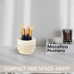 MAYCREATE Macrame Makeup Brush Holder Organizer Boho Desk Mini Storage Basket Table Cotton Rope Tassels Pen Holder for School Office Stationeries Storage Container - Ivory