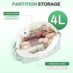 MAYCREATE Cotton Bra Organizer Bag for Travel with 3 Compartments 24x11x15 cm | Green Lingerie Storage