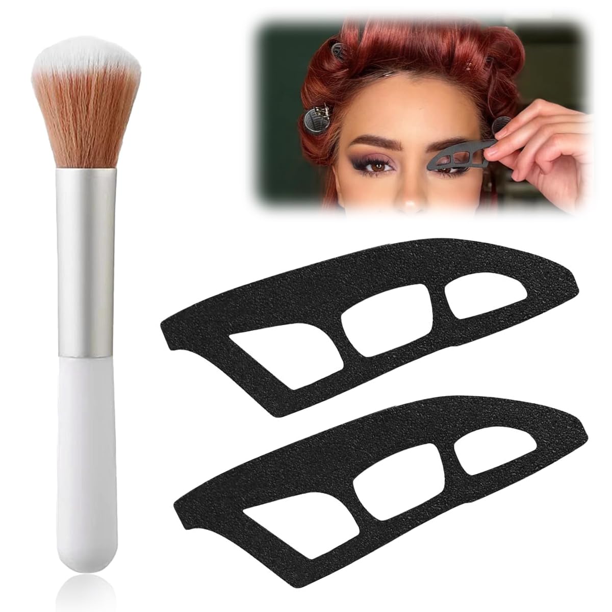 MAYCREATE Eyeshadow Application Template Tools with Brush for Beginners | 2Pcs Reusable Universal Fit Stencils