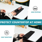 MAYCREATE Heat Resistant Silicone Mat Pouch for Curling Irons with 2 in 1 Open Pouch Design | Black 11×5.1×4.3 in