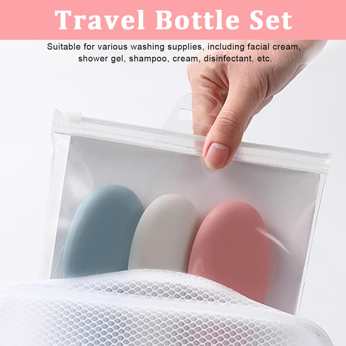 MAYCREATE Travel Bottles for Toiletries 3pcs 60ml Refillable Set with Leak Proof Lid | BPA Free PP Material