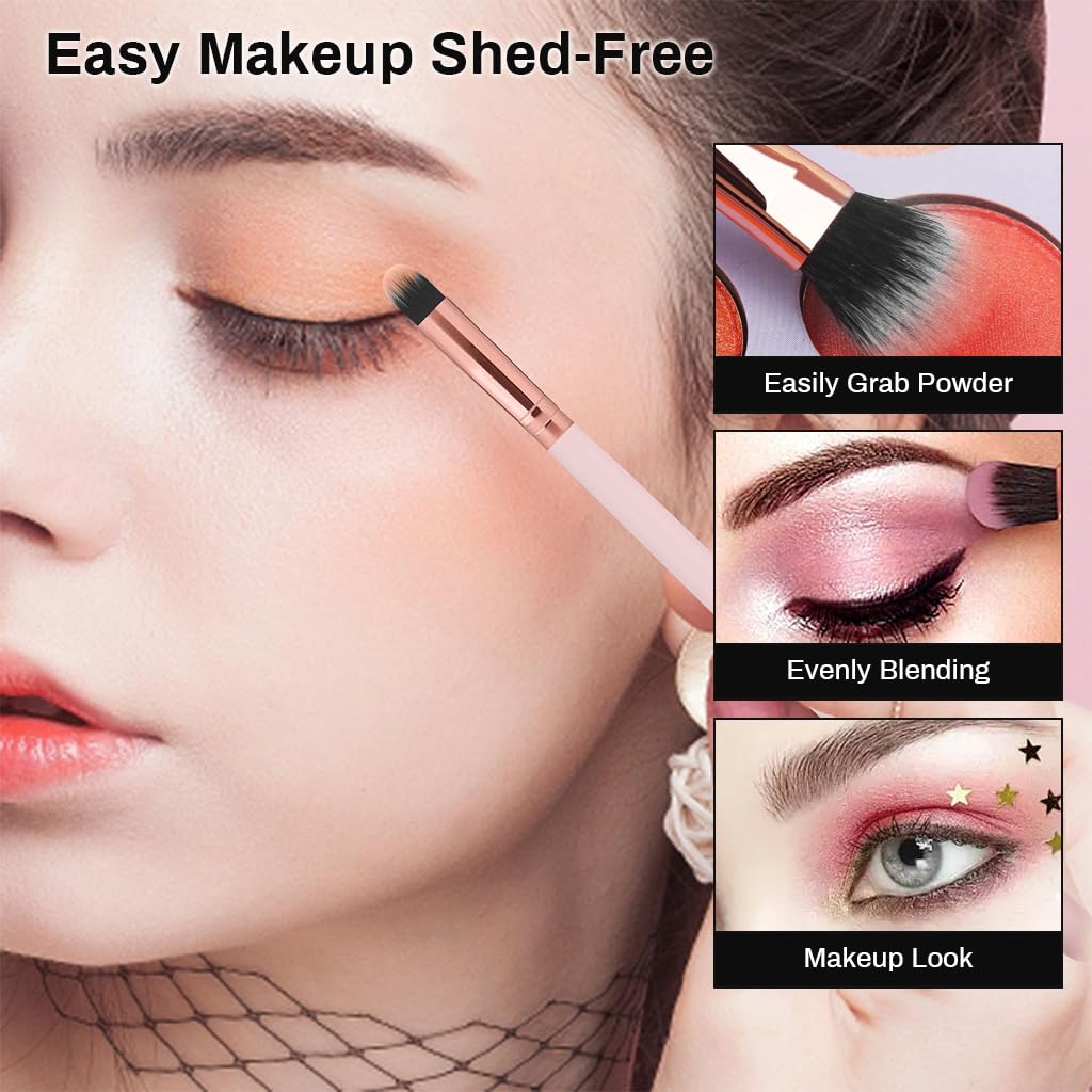 MAYCREATE Makeup Brush Set Professional 16PCS with Storage Pouch Brush Sets in Makeup Premium Makeup Brushes Kit with Eyebrow Razor & Sponge Puff for Beginners Makeup Artists Students (Pink)