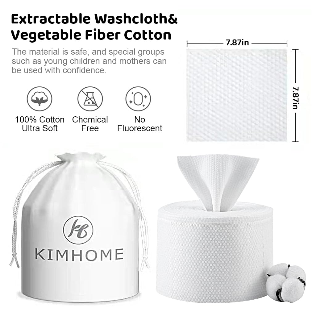 MAYCREATE Disposable Face Towel 50 Count for Cleansing and Makeup Removal | 100% Cotton Quick‑Dry Facial Tissue for Sensitive Skin