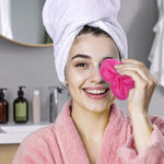 MAYCREATE Face Towels 7 Pack for Daily Skincare with Hanging Loop 6.3 in Square | Ultra Soft Flannel Reusable Makeup Remover Cloths