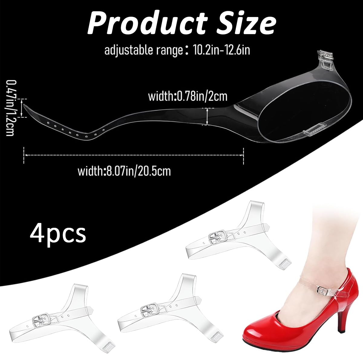 MAYCREATE 2Pcs Transparent Shoe Straps Anti-slip Shoe Straps for HighHeels Women Walking Shoe Straps Adjustable and Removable Shoe Straps for HighHeels