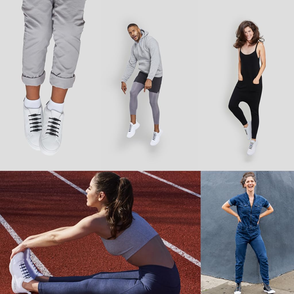 MAYCREATE 24Pcs No Tie Shoelaces, Elastic Thin Shoe Laces, No Tie Replacements Shoes Laces Stretchy Bungee Running Training for Unisex Adults