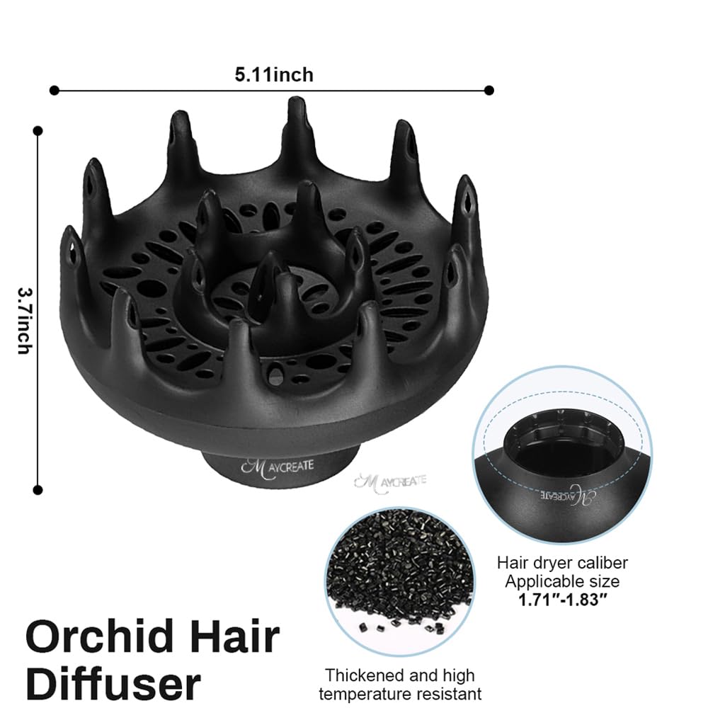 MAYCREATE Orchid Hair Diffuser for Curly Hair with 4.35–4.65 cm Universal Fit | Heat‑Resistant Frizz‑Reducing Design
