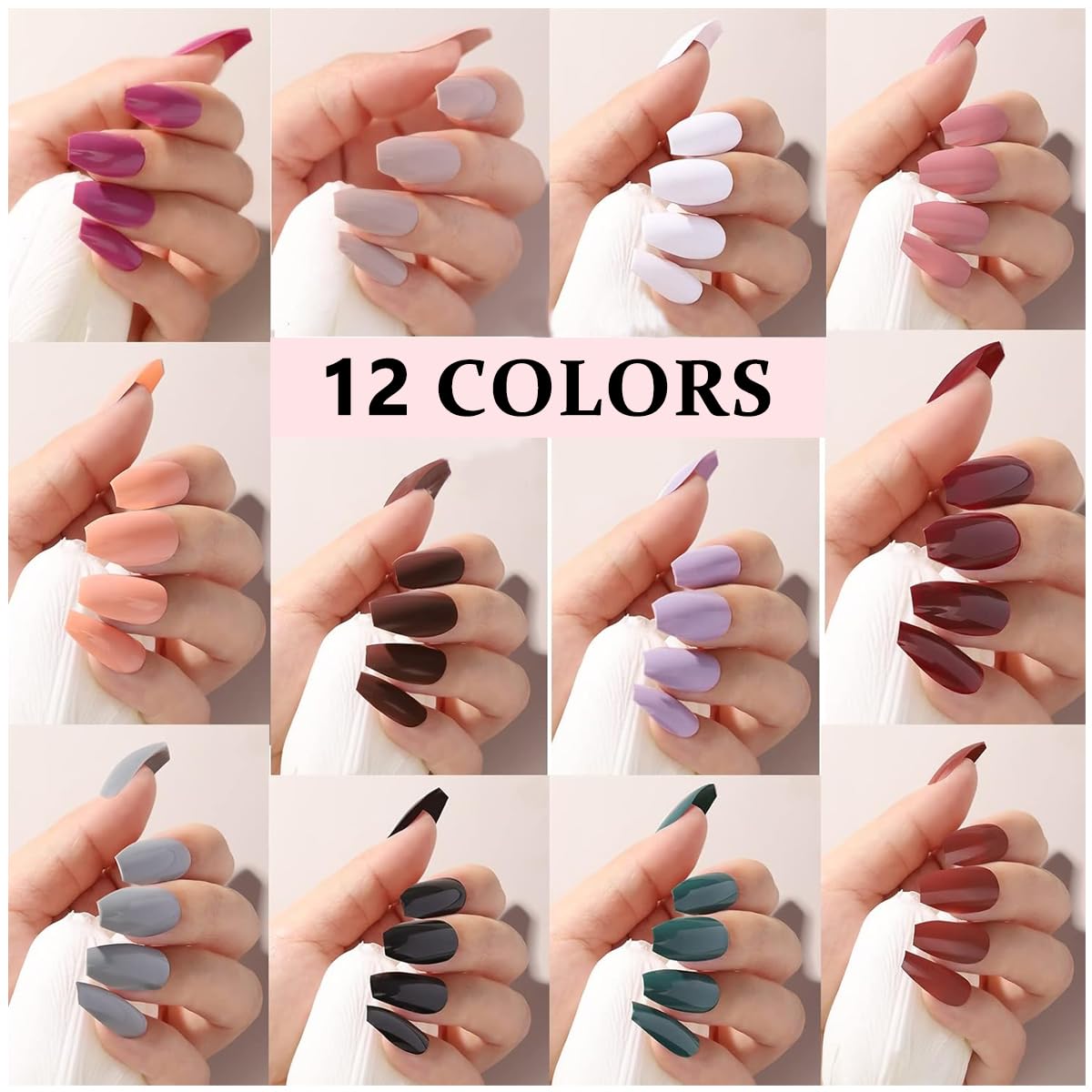 MAYCREATE Press on Nails Set for DIY Nail Art with 12 Colors 288pcs ABS Almond Tips | Women