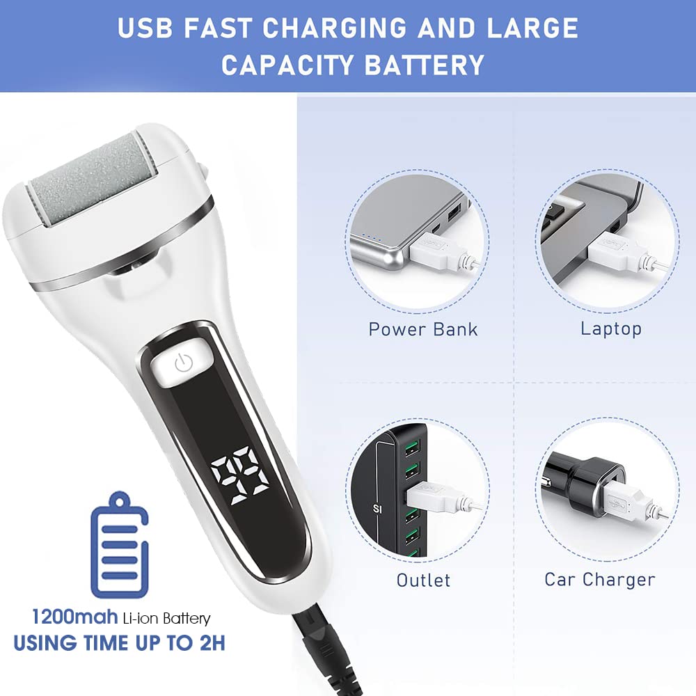 MAYCREATE Electric Callus Removers, Pedicure Scrubber For Women Pedicure Machine Rechargeable Electronic Pedicure Tools, Portable Pedicure Device for Callus, Professional Feet Care Kit at Home