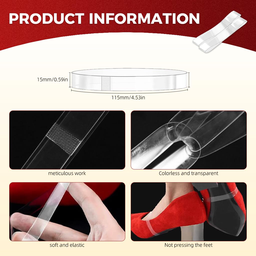 MAYCREATE 10 Pairs Transparent Invisible High Heel Shoe Straps Women Elastic Shoe Laces Anti Loose Shoelace Belt Ankle Straps for Holding Loose High Heel