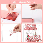 MAYCREATE Earrings Organizer for Women with 16 Mini Hangers and Dual Cross Bar Design | Pink Acrylic Holder for 32 Pairs