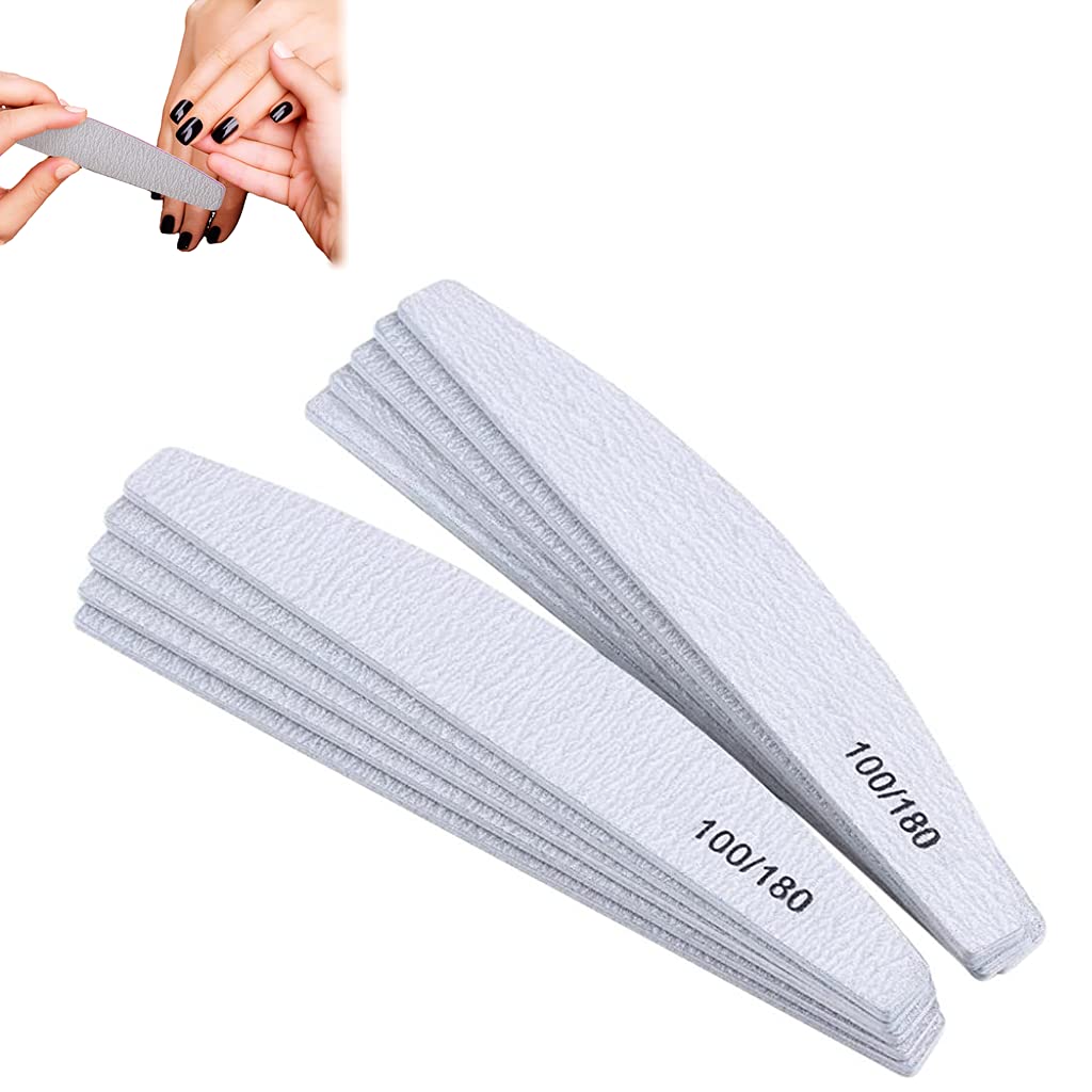 MAYCREATE Nail Files for Manicure featuring Arch Shape 10 Pcs Set with Grey EVA Layer | 17.9 x 2.8 x 0.4 cm