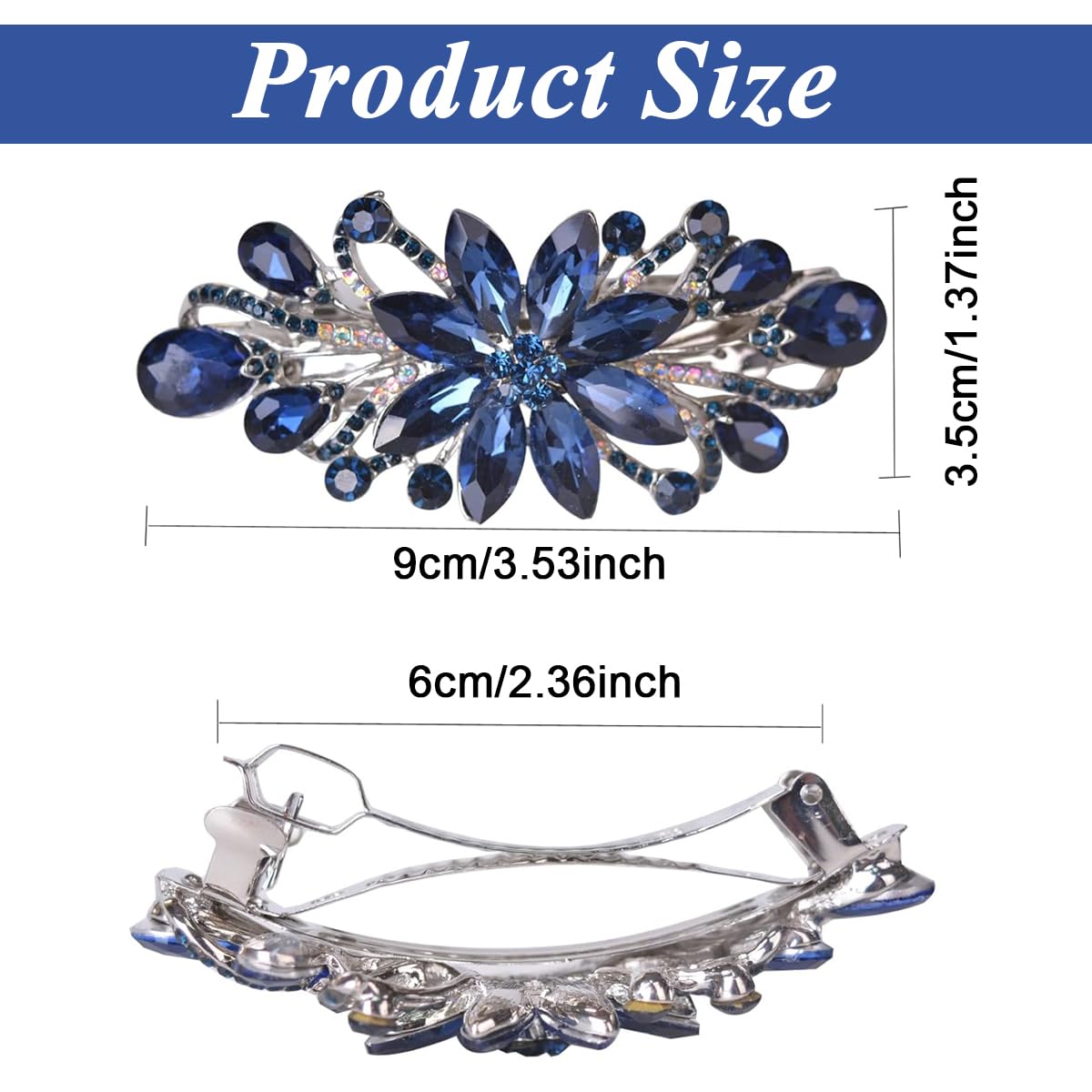 MAYCREATE Hair Clips for Women Floral Rhinestone Center Clips for Hair for Women Stylish Spring Hair Barrette Back Clips for Hair