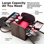MAYCREATE Makeup Carrying Suitcase Stylish Leather Print Large Makeup Organizer Bag Suitcase Vanity Box Makeup Tools Box Travel Makeup Organizer for Makeup Artist, Professional, Makeup Students