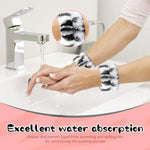 MAYCREATE Spa Headband Set for Women with Cute Cat Ears and 3pcs Flannel Wristbands | Ideal for Face Washing and Makeup Routines