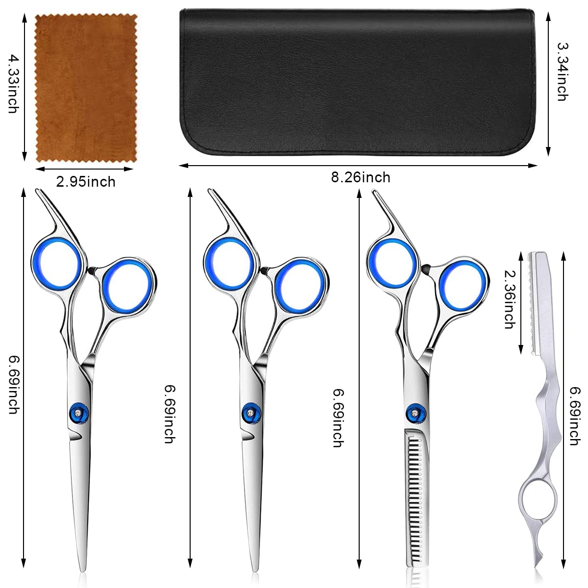 MAYCREATE Scissors for Hair Cutting Kit Professional Hair Dressing Scissors Barber Salon with Storage Case, Hair Cutting Thinning Scissors Full Set for Men Women Adult Kids