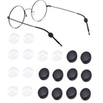 MAYCREATE® Silicone Eyeglasses Temple Grips Retainer, Mini Round Eyewear Glasses Retainers, Anti-Slip Frame Grips for Spectacle, Sunglasses, 10 Pairs, Black/Clear