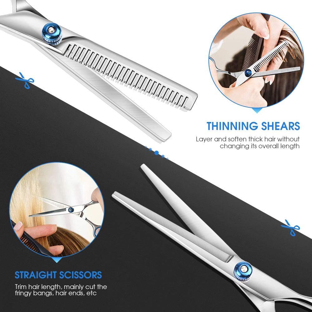 MAYCREATE Hair cutting scissor Professional Stainless Steel Hair Cutting Thinning Scissors Hairdressing Styling Set For Barber or Beauty Saloon Home
