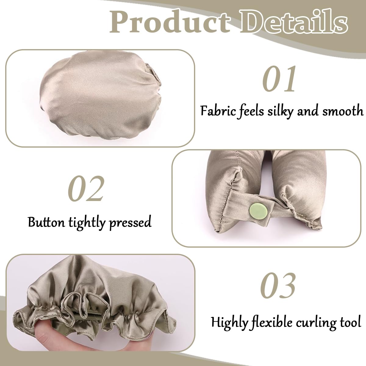 MAYCREATE 2Sets Satin Heatless Hair Curler, Hair Rollers for Heatless Curls with Hair Caps, Soft Curling Rod Headband for Long Hair Can Sleep in Overnight, DIY Hairstyling Tools, Gold