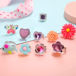 MAYCREATE® 24pcs Adjustable Rings Assorted Cartoon Resin Jewelry Ring for Girls Girl Dress Up Jewelry Box Ring Set Gift Box