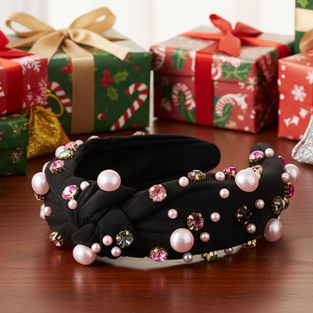 MAYCREATE Women's Headband for Casual and Formal Wear featuring Pink Beads and Rhinestones