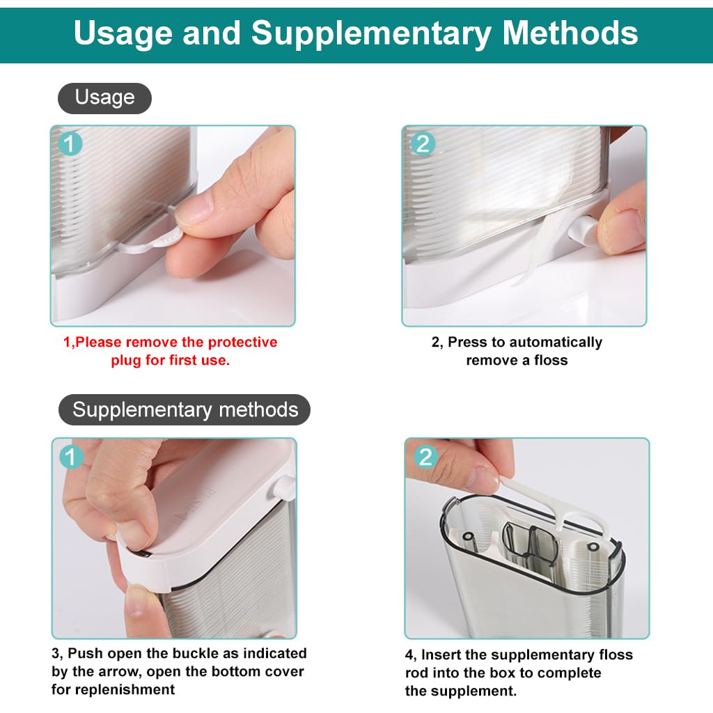 MAYCREATE Dental Floss Picks Dispenser, Adults for Clean Teeth Floss Sticks Toothpick, Automatic Pop-Up Organiser Case with Flossers 88 Count, Flosser Holder Container Tool for Tooth Care