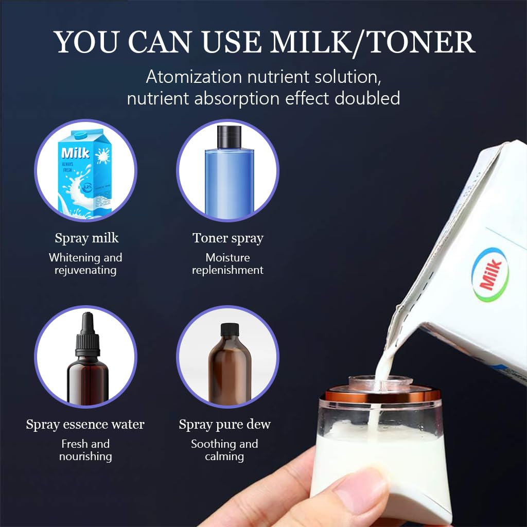 MAYCREATE 1200mAh Face Mist Sprayer Handy Nano Face Mist Spray Machine USB Cool Mister Facial Steamer with Skin Moisture Tester for Face Moisturizing, Hydration Refreshing (Long Endurance)