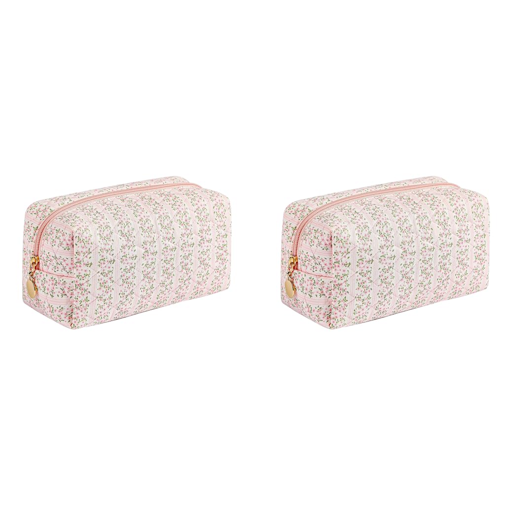 MAYCREATE Makeup Organizer Bag for Travel with Soft Cloth Zipper Design | 20.5x9x9.5cm Pink Set