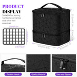 MAYCREATE Travel Nail Polish Organizer Bag for 30 Bottles with Double Layer Design | PU Makeup Storage Case