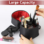 MAYCREATE Small Makeup Bag for Travel featuring Standup Dual Zipper Design and Waterproof Nylon | Black Portable Vanity Pouch for Women