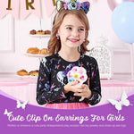 MAYCREATE Clip On Earrings for Girls featuring 6 Pairs Resin Unicorn Designs | Non Pierced Jewelry