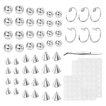 MAYCREATE 155Pcs Fake Labrets Stainless Steel Eyebrow Piercing Fake Studs Ring Set Non- piercing Lip Labret Studs Multi Sizes Fashion Fake Surface Piercings Studs Set with Adhesive Tabs and Tweezer