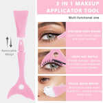 MAYCREATE Mascara Eyelash Shield Applicator Guard Tool, 3 in 1 Reusable Silicone Auxiliary Eyeliner Eyelash Guide Mask Scraper Makeup Tool for Beginners - Pink