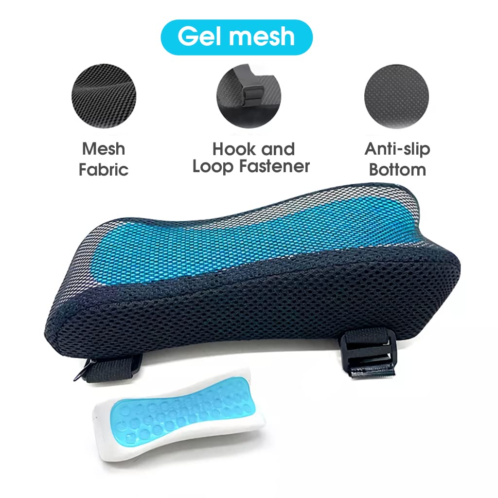 MAYCREATE 2 Pcs Office & Gaming Chair Memory Foam Armrest Cover Cooling Gel with Ergonomic Elbow Pillow,Pads Pressure Relief Thick Arm Support Cushion