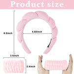 MAYCREATE Spa Headband for Face Washing and Skincare featuring Sunflower Sponge | Pink Set with Wrist Washbands for Women and Girls