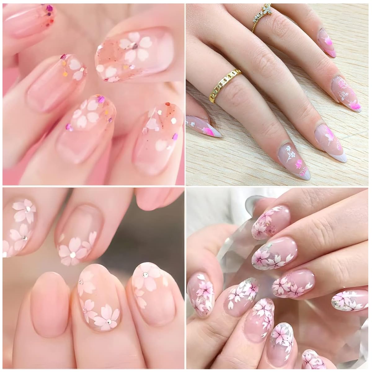 MAYCREATE Flower Nail Art Stickers for Easy Peel and Stick Application | 30 Sheets 3D Self Adhesive Floral Decals