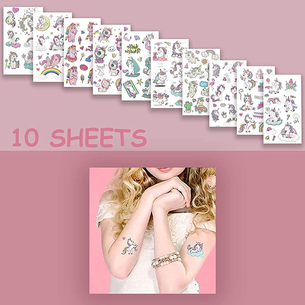 MAYCREATE Tattoo Sticker for Kids with 10 Sheets Waterproof Unicorn Designs | Fun DIY Body Art