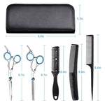 MAYCREATE Professional Hair Cutting Barber Scissors Kit - 6.7 Inch Hairdressing Scissors with 3 Combs, Haircut Cloak and Hair Clips Hairdresser for Men and Women ( 9Pcs)