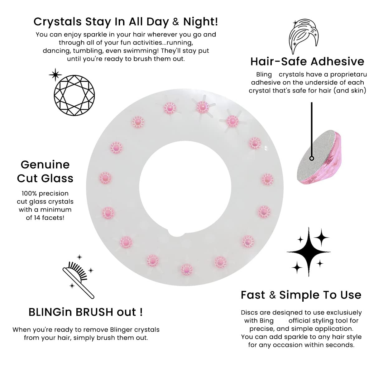 MAYCREATE Hair Gem Stamper Sparkle Rhinestones Quick Hair Gems Stapler machine with 180pcs Glitter Gems Kit for Girls Kids Age 6+, Bling Hair in Seconds Party Hair-Safe Styling Tool