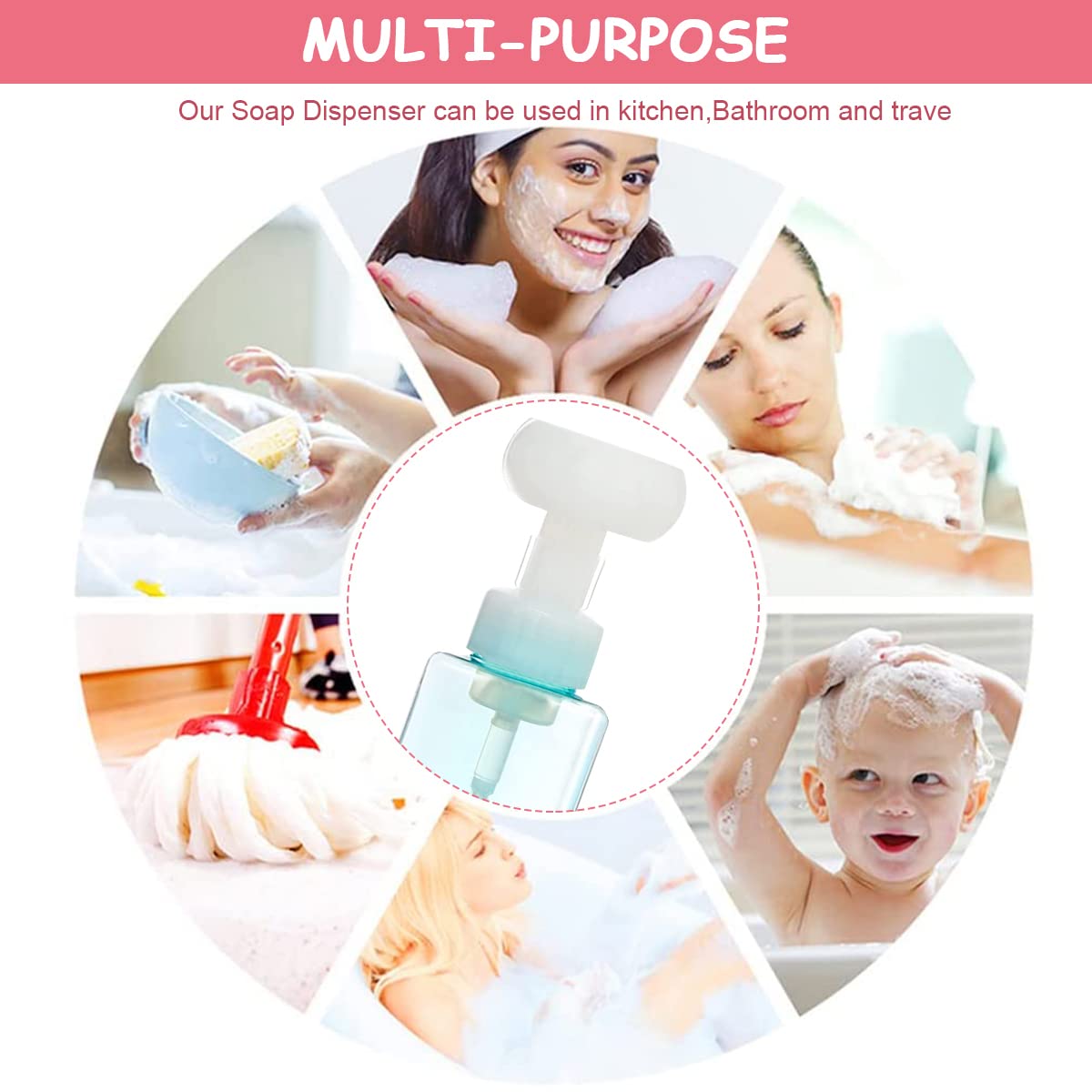 MAYCREATE 2Pcs Foaming Hand Soap Dispenser, 250ml Plastic Empty Flower-Shaped Foam Pump Liquid Soap Dispenser Bottles