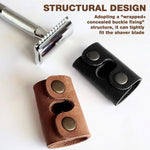 MAYCREATE Razor Blade Covers Set of 2 for Travel with Metal Snap Closure | PU Protective Sheaths