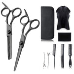 MAYCREATE Hair Cutting Scissors Set for Home Haircut with Adjustable Screw and 10 pcs Tools | Stainless Steel for Men Women and Kids