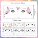 MAYCREATE Tattoo Sticker for Women with 10 Waterproof Glitter Butterfly Designs | Face and Body Temporary Tattoos