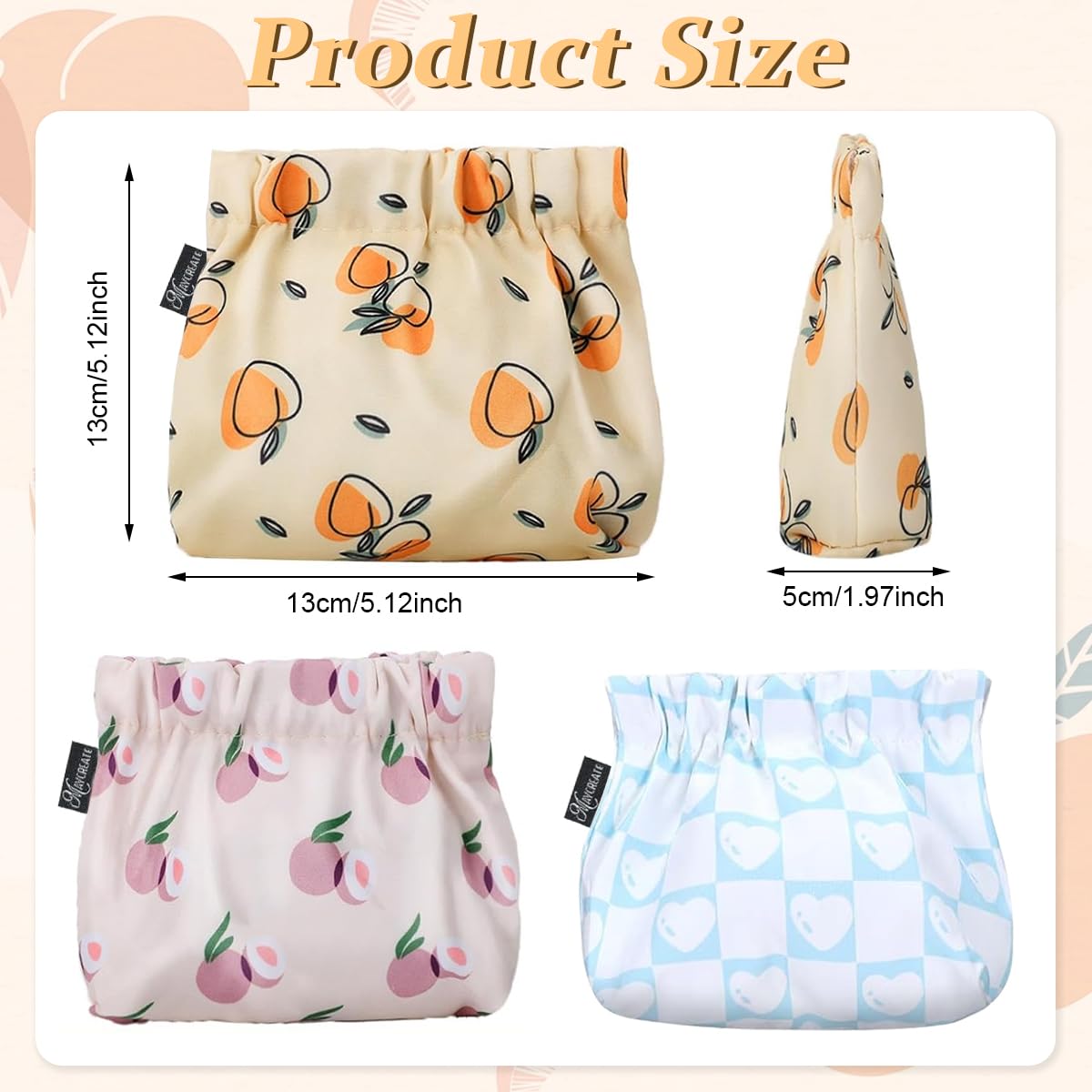 MAYCREATE Small Pouches for Women with Self Closing Design and Oxford Fabric | 3pcs 13×13cm Makeup Organizer