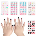 MAYCREATE 120pcs Nail Art Kit for Kids, Children Fake Nails Artificial Nail Tips Girls Full Cover Short False Fingernails for Kids Little Girls Nail Art Decoration, Set of 5