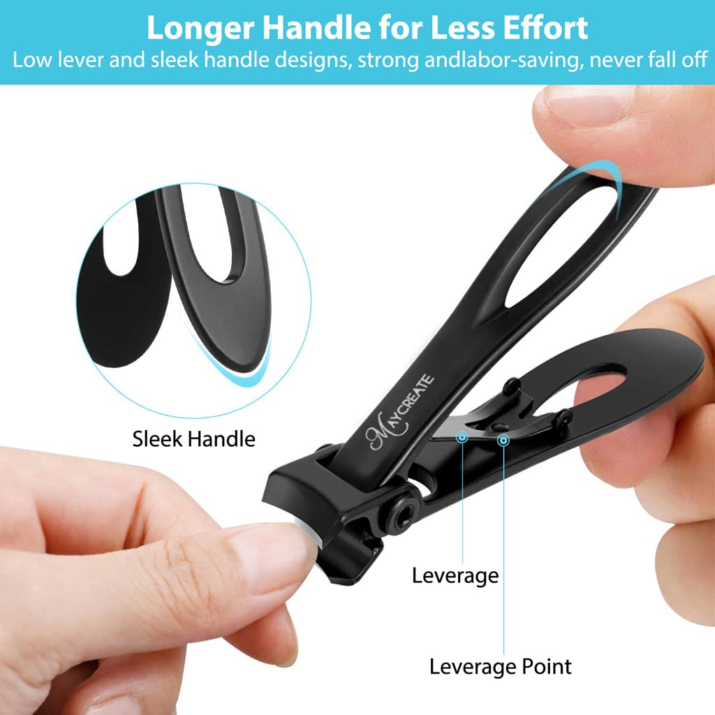 MAYCREATE Nail Cutter for Thick Nails with 180 Degree Wide Jaw and Ergonomic Handle | 3 PCS Stainless Steel Set for Men and Women