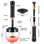 MAYCREATE Electric Makeup Brush Cleaner and Dryer Machine, 2-in-1 Automatic Cosmetic Brush Cleaning & Drying Tool Spinner, with 8 Size Rubber Collars for All Size Brushes, Wash and Dry in Seconds