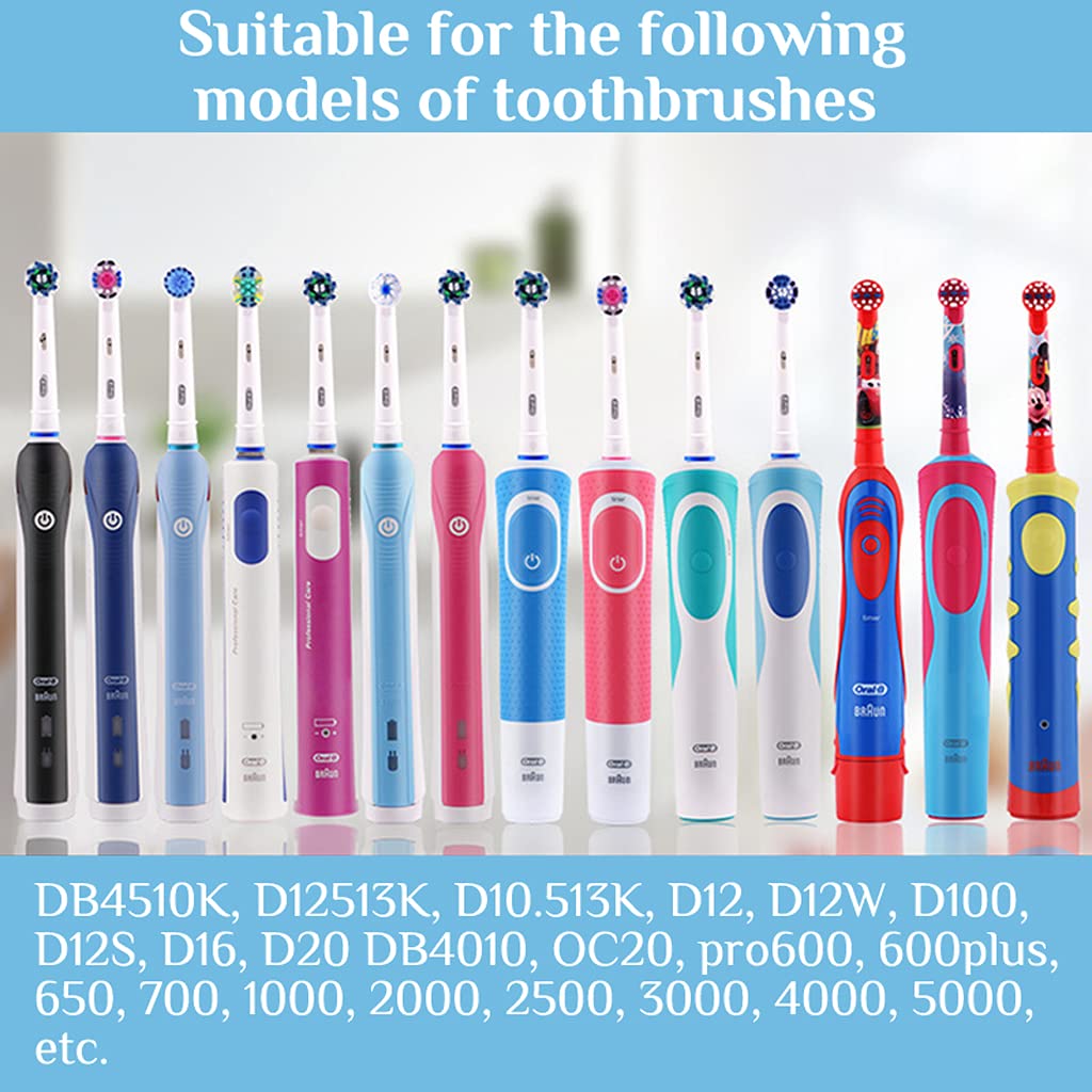 MAYCREATE Replacement Brush Heads for Oral B Electric Toothbrush featuring 16° Cross Action Bristles Pack of 8 | White Nylon